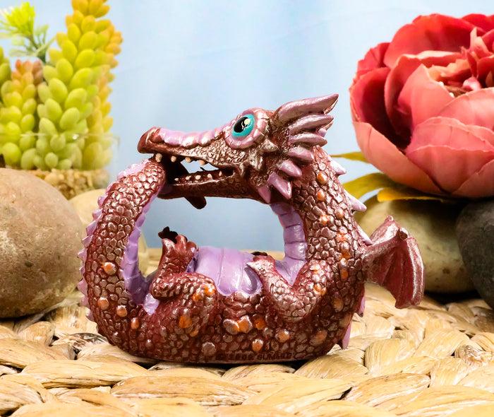 ebros gift Small Collector Red Cute Tail Biting Baby Dinosaur Dragon Ornament Figurine