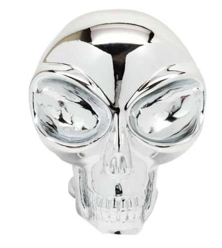Ebros Gift Small Cool Chrome Plated Extraterrestrial ET Alien Skull Figurine Collectible