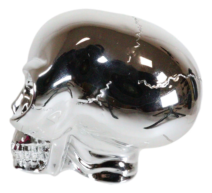 Ebros Gift Small Cool Chrome Plated Extraterrestrial ET Alien Skull Figurine Collectible