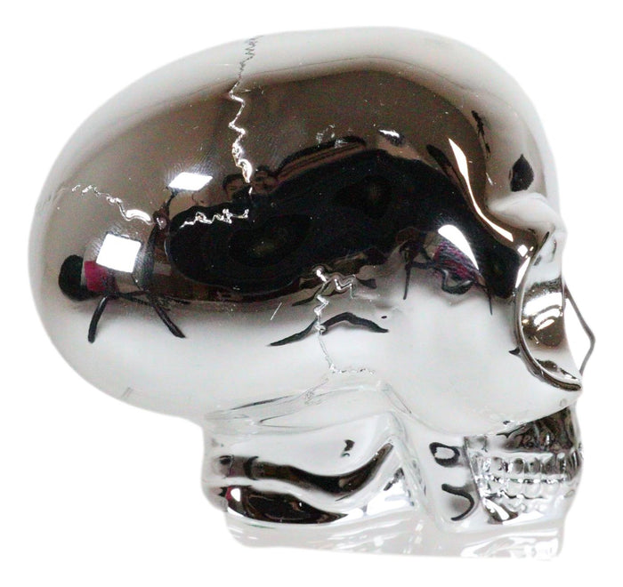 Ebros Gift Small Cool Chrome Plated Extraterrestrial ET Alien Skull Figurine Collectible