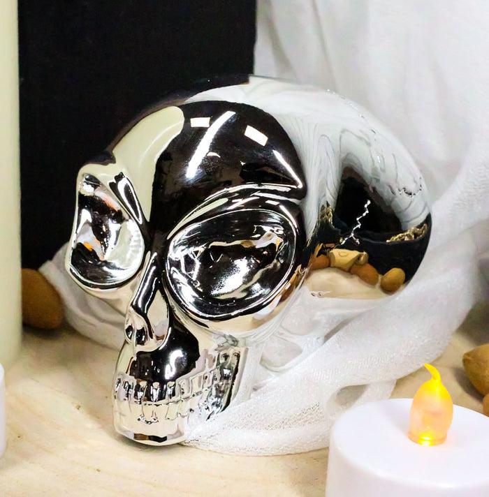 ebros gift Small Cool Chrome Plated Extraterrestrial ET Alien Skull Figurine Collectible