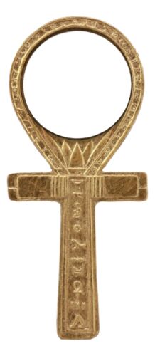 Ebros Gift Small Crux Ansata Egyptian Golden Ankh Djed Hand Mirror Figurine 8.25"H New Age