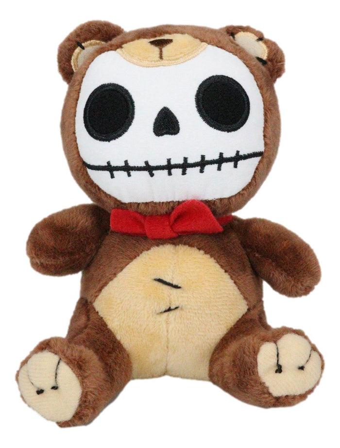 Ebros Gift Small Furry Bones Skeleton Honey Bear With Red Ribbon Soft Plush Toy Doll