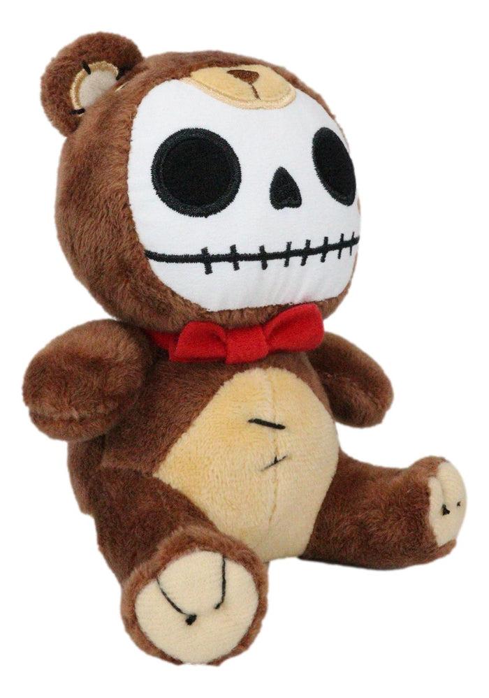 Ebros Gift Small Furry Bones Skeleton Honey Bear With Red Ribbon Soft Plush Toy Doll