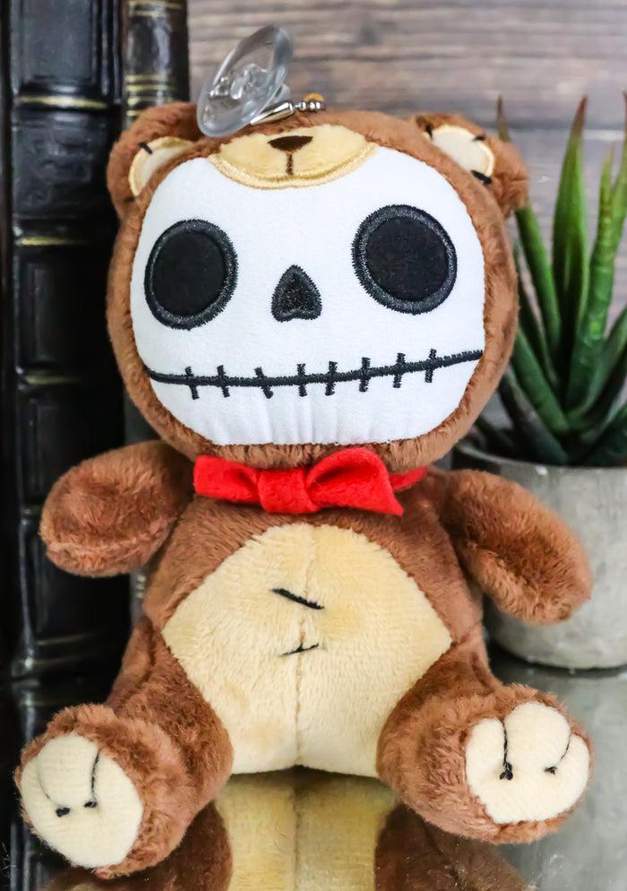 ebros gift Small Furry Bones Skeleton Honey Bear With Red Ribbon Soft Plush Toy Doll