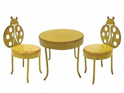 Ebros Gift Small Garden Metal Table And 2 Lady Bug Chairs Set Mini Fairy Garden Figurine