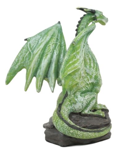 Ebros Gift Small Green Whimsical Dragon On Volcanic Rock Statue 4"Tall Prehistoric Dinosaur