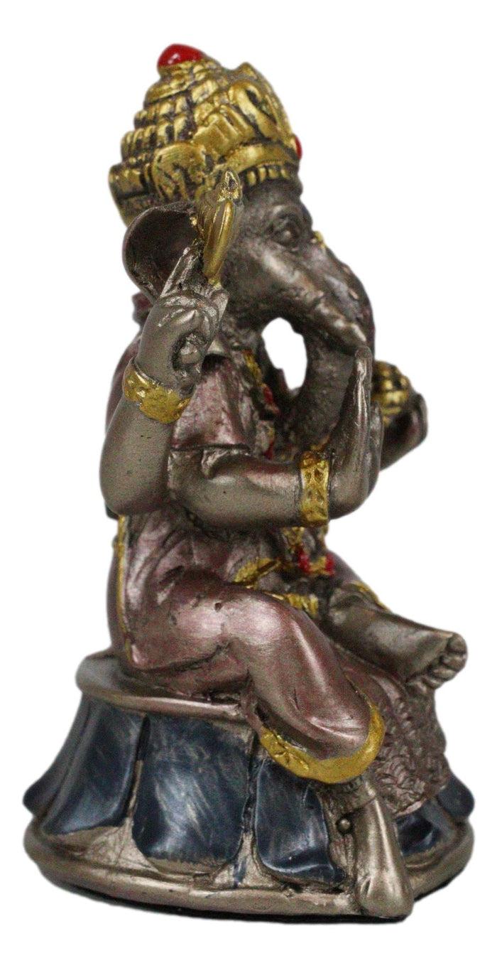 Ebros Gift Small Hindu Ganesha Ganapati Hindu Elephant God Sitting On Drum Figurine