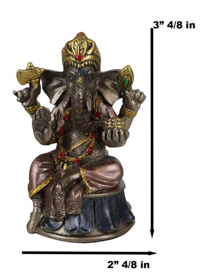 Ebros Gift Small Hindu Ganesha Ganapati Hindu Elephant God Sitting On Drum Figurine