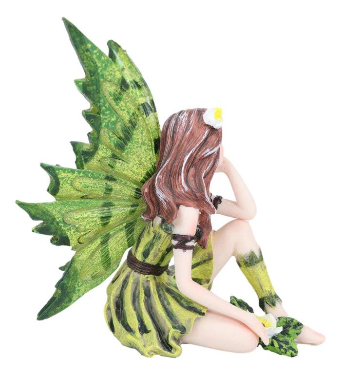 Ebros Gift Small Meadowland Tribal Green Barberry Flower Girl Fairy Daydreaming Figurine