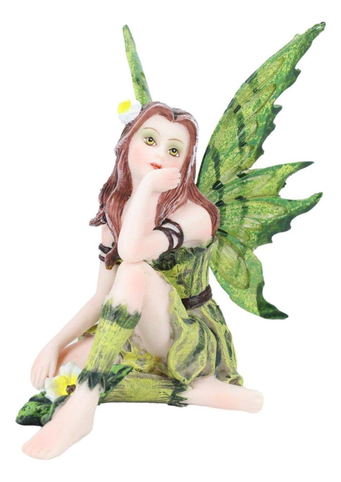 Ebros Gift Small Meadowland Tribal Green Barberry Flower Girl Fairy Daydreaming Figurine