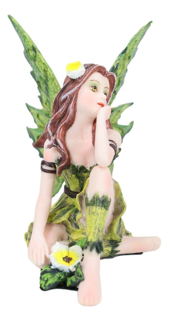 Ebros Gift Small Meadowland Tribal Green Barberry Flower Girl Fairy Daydreaming Figurine