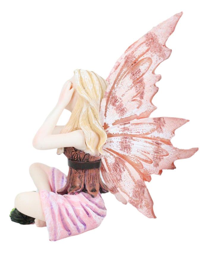 Ebros Gift Small Meadowland Tribal Red Rose Flower Playful Girl Fairy Figurine Collectible