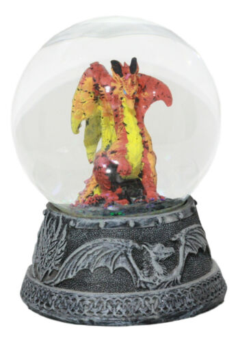 Ebros Gift Small Mythical Fire Lava Volcanic Hyperion Dragon Glitter Water Globe Figurine