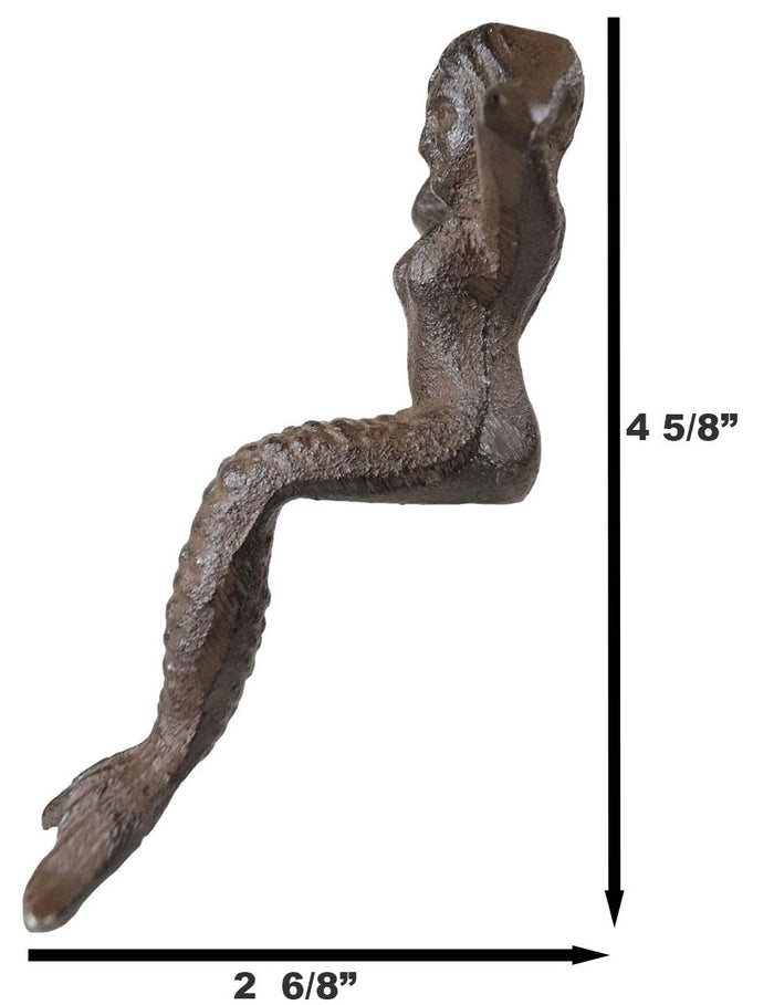 Ebros Gift Small Nautical Siren Mermaid Venus Making Up Hair Cast Iron Rustic Sculpture