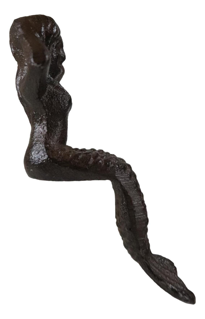 Ebros Gift Small Nautical Siren Mermaid Venus Making Up Hair Cast Iron Rustic Sculpture