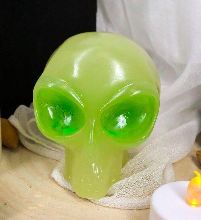 ebros gift Small Photo Luminous Glow In The Dark ET Extraterrestrial Alien Skull Figurine