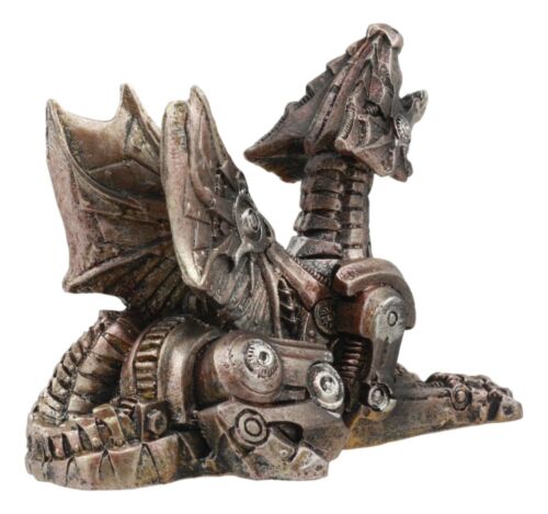 Ebros Gift Small Roaring Proton Steampunk Cyborg Dragon Statue Mechanical Robotic Dragon