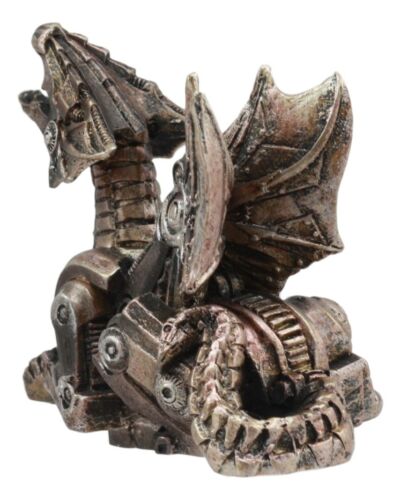 Ebros Gift Small Roaring Proton Steampunk Cyborg Dragon Statue Mechanical Robotic Dragon