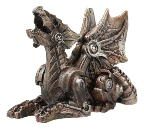 ebros gift Small Roaring Proton Steampunk Cyborg Dragon Statue Mechanical Robotic Dragon