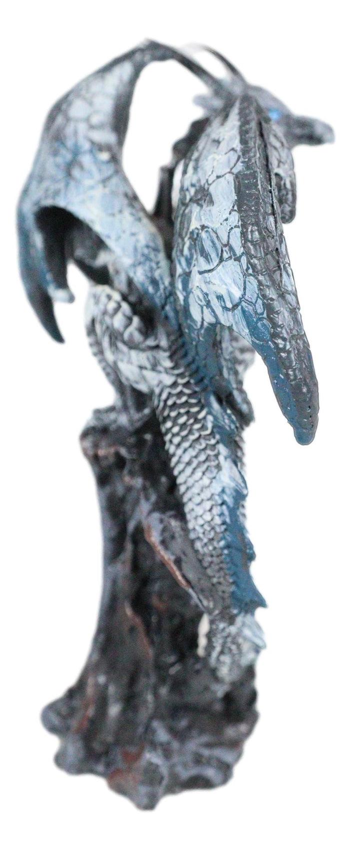 Ebros Gift Small Winged Guardian Water Dragon Knight With Rhinestone Rock Fantasy Figurine