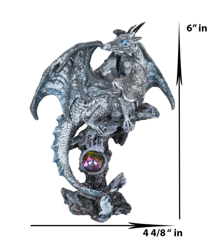 Ebros Gift Small Winged Guardian Water Dragon Knight With Rhinestone Rock Fantasy Figurine