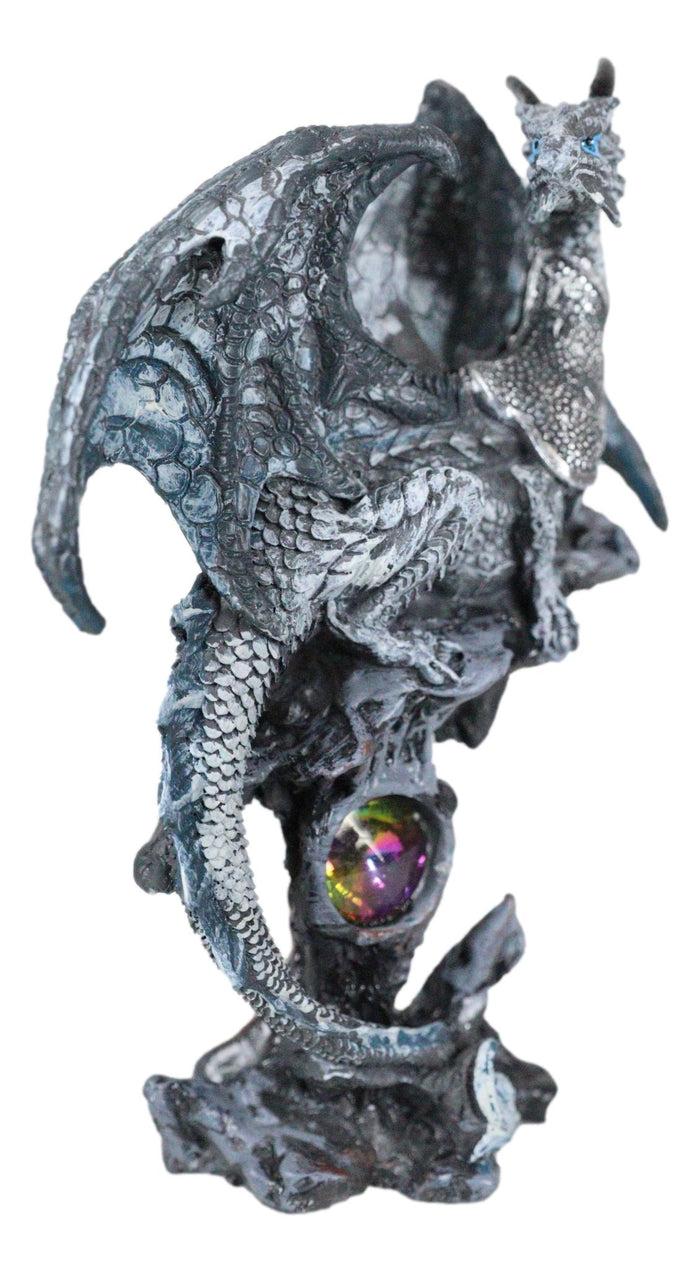 Ebros Gift Small Winged Guardian Water Dragon Knight With Rhinestone Rock Fantasy Figurine