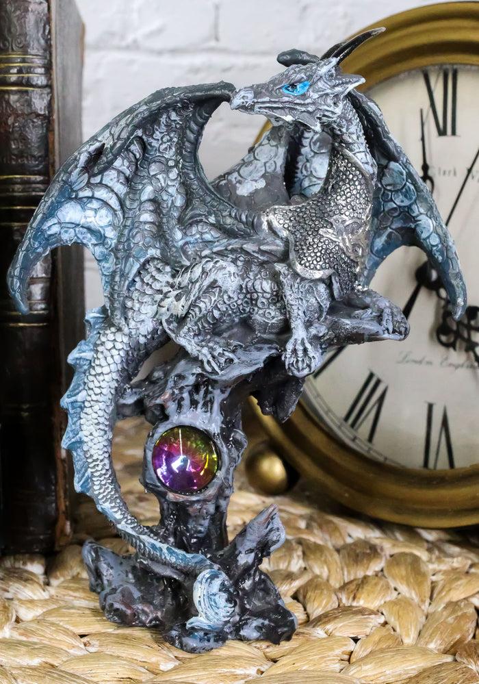 ebros gift Small Winged Guardian Water Dragon Knight With Rhinestone Rock Fantasy Figurine