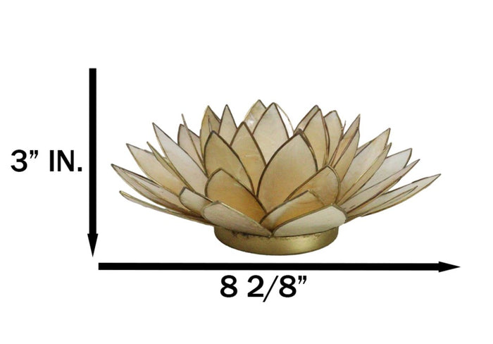 Ebros Gift Smoke Brown Capiz Seashells Lotus Flower Votive Tea Light Candle Holder 8.5"D