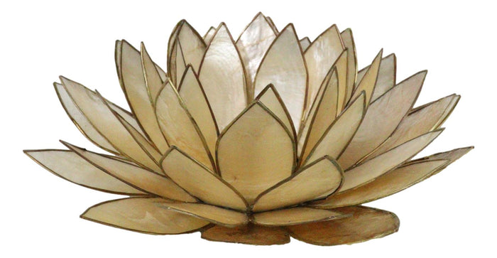 Ebros Gift Smoke Brown Capiz Seashells Lotus Flower Votive Tea Light Candle Holder 8.5"D