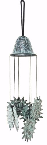 Ebros Gift Solar Celestial Radiant Sun Brass Resonant Wind Chime Patio Garden Decor