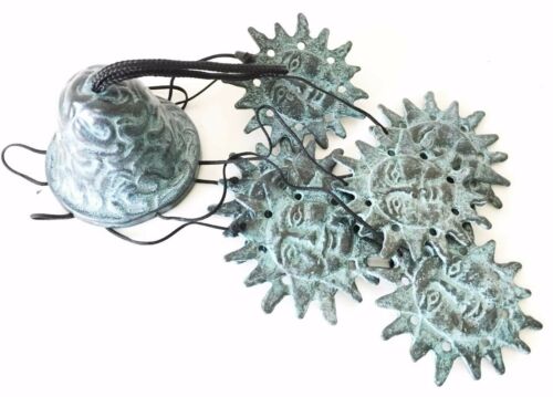 Ebros Gift Solar Celestial Radiant Sun Brass Resonant Wind Chime Patio Garden Decor