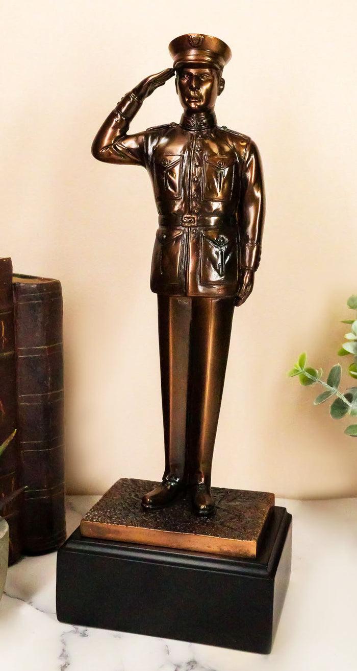 ebros gift Solemn Salute Military Soldier in Full Dress Parade Uniform Figurine With Base