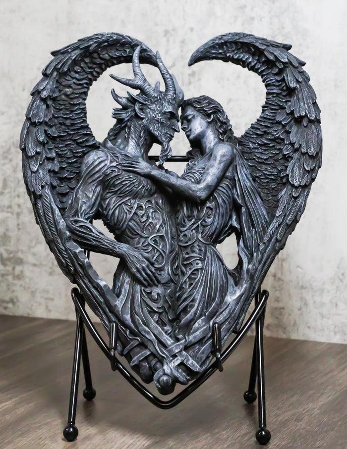 ebros gift Solemn Vow Innocence Demon And Lilith Dark Angel Heart Plaque With Stand