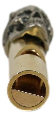 Ebros Gift Solid Brass And Steel Ghost Skull Head Death Whistle With Key Chain Ring