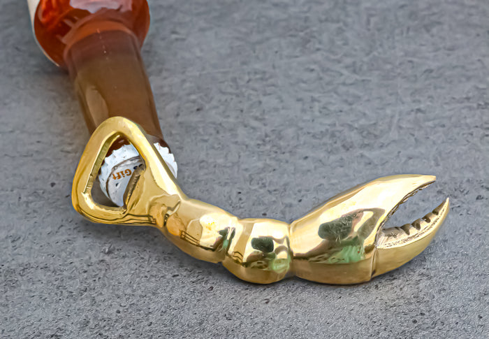 ebros gift Solid Brass Nautical Marine Cajun Lobster Claw Hand Beer Bottle Cap Opener