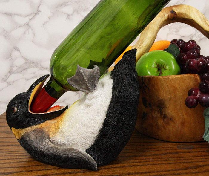 ebros gift South Pole Acrobatic Drunken Tuxedo Emperor Penguin Wine Bottle Holder 8.5"L