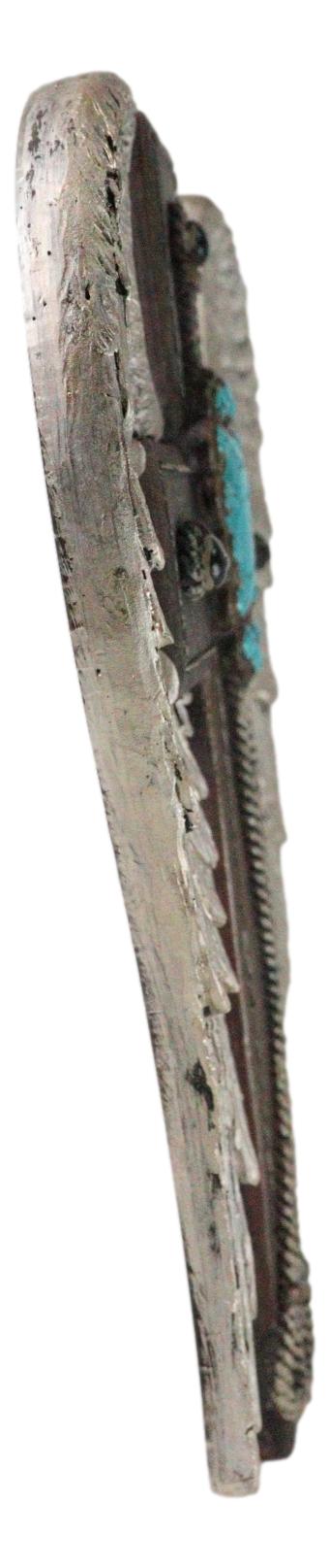 Ebros Gift Southwest Angel Wings Braided Ropes Faux Leather Turquoise Stones Wall Cross