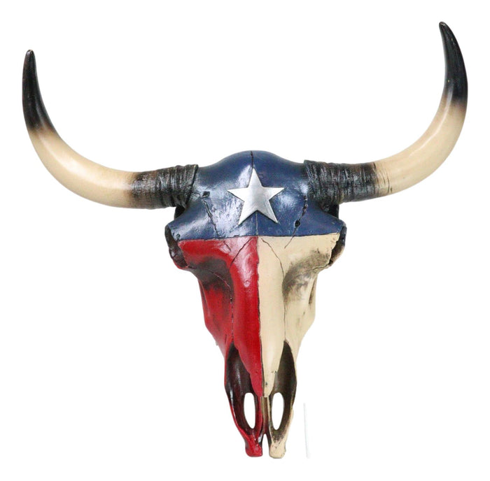ebros gift Southwest Longhorn Cow Steer Skull With Texas Lone Star State Flag Plaque