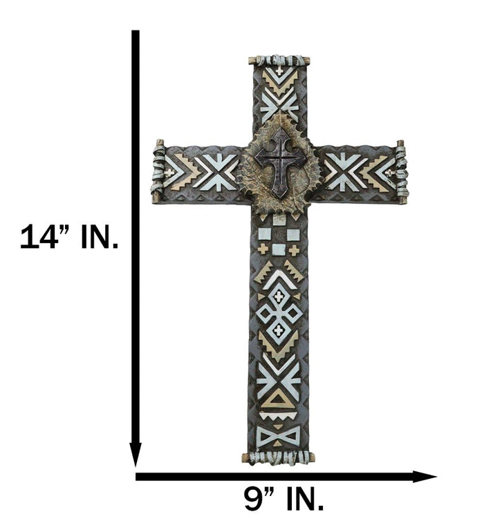 Ebros Gift Southwest Mesoamerican Aztec Vector Symbols And Jagged Leaf Center Wall Cross