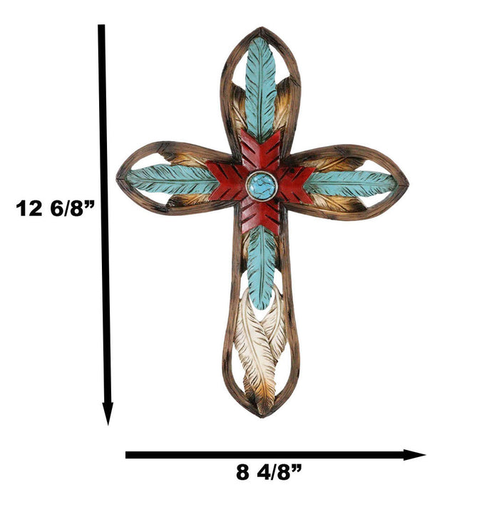 Ebros Gift Southwest Native Indian Dreamcatcher Eagle Feathers Turquoise Rock Wall Cross