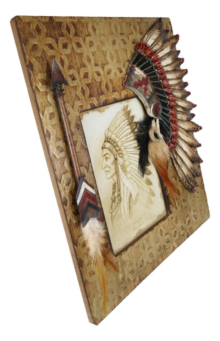 Ebros Gift Southwest Native Tribal Indian Headdress With Feathers Arrow 5"X7" Picture Frame