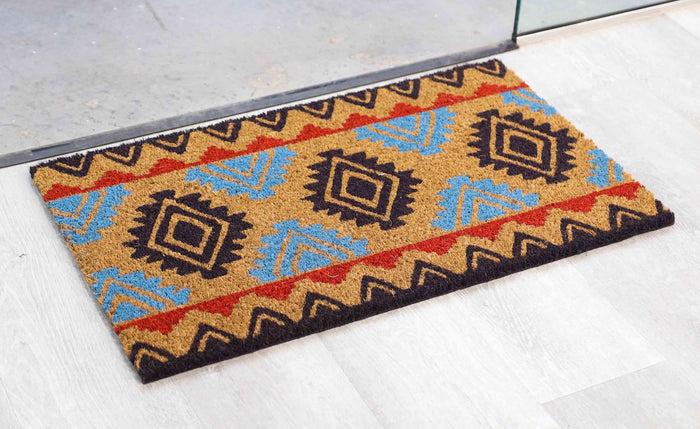Ebros Gift Southwest Navajo Vector Patterns Coir Coconut Fiber Floor Mat Doormat 29"X17"