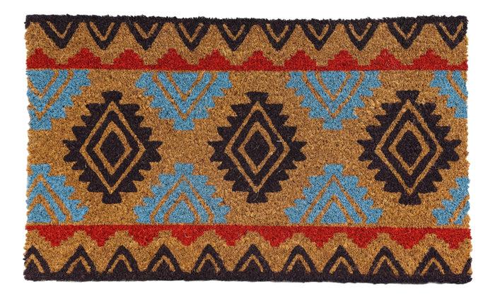 Ebros Gift Southwest Navajo Vector Patterns Coir Coconut Fiber Floor Mat Doormat 29"X17"
