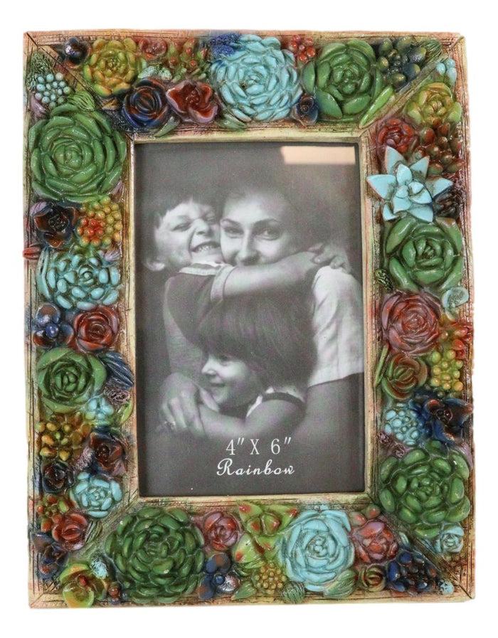 Ebros Gift Southwestern 3D Colorful Cactus Succulent Flowers Western Picture Frame 4"X6"