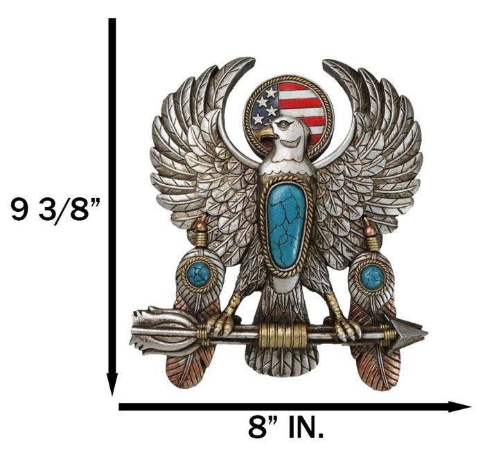 Ebros Gift Southwestern American Flag Eagle With Turquoise Rocks Feathers Arrows Wall Decor