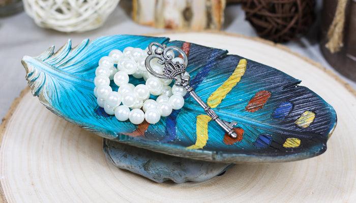 ebros gift Southwestern American Indian Dreamcatcher Feather Jewelry Dish Tray Figurine