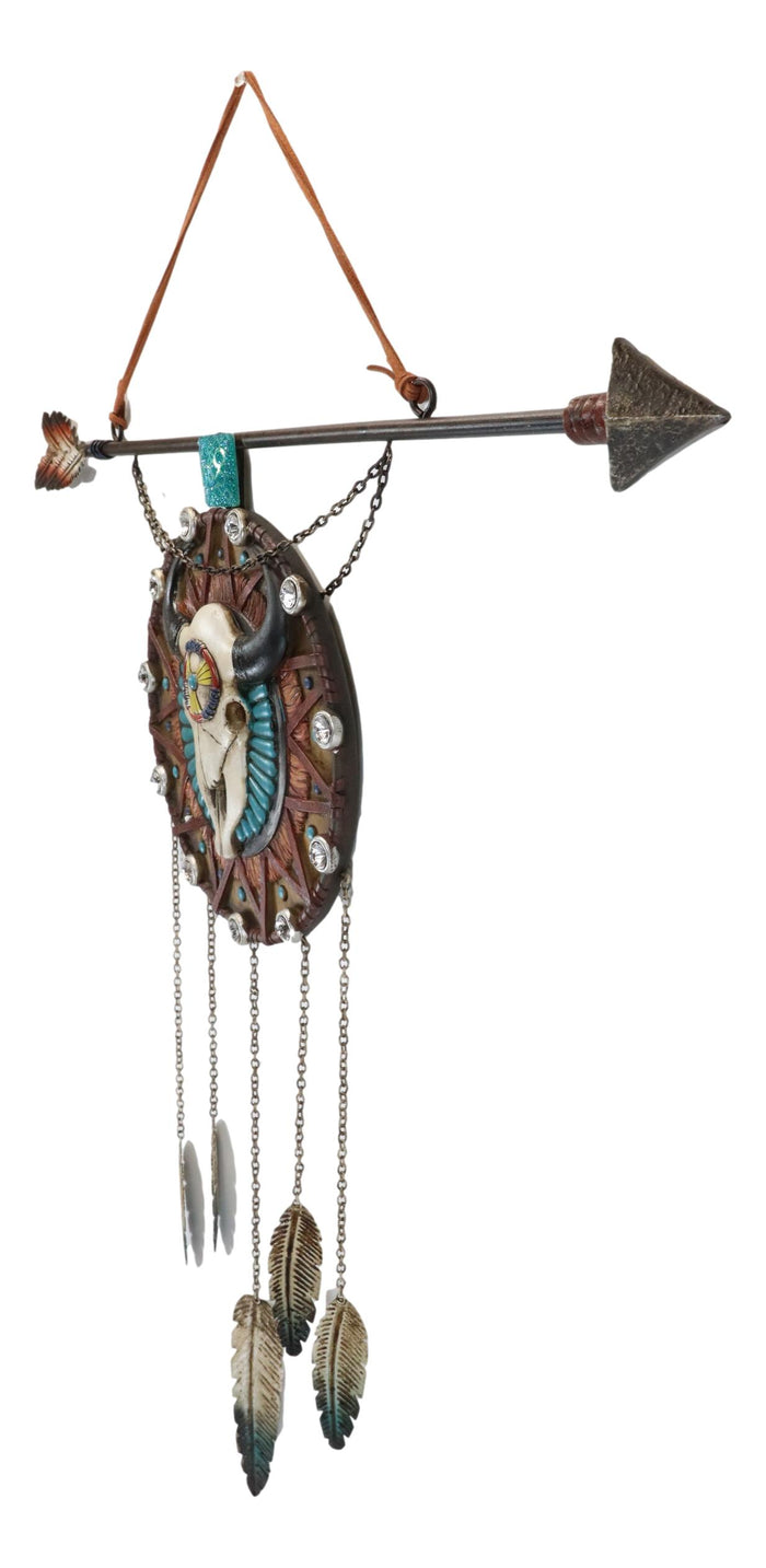 Ebros Gift Southwestern Boho Chic Bull Cow Skull Arrow Dreamcatcher Wall Decor