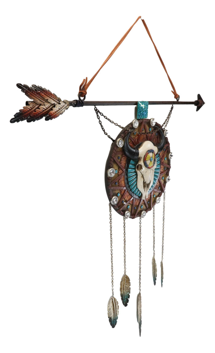 Ebros Gift Southwestern Boho Chic Bull Cow Skull Arrow Dreamcatcher Wall Decor
