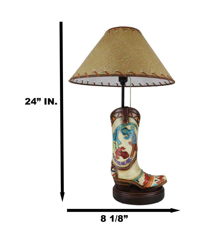 Ebros Gift Southwestern Boho Chic Indian Two Gecko Lizards Cowboy Cowgirl Boots Table Lamp